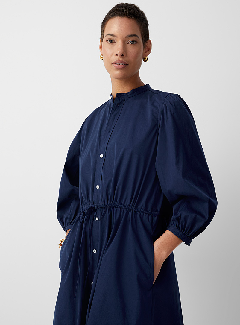 Polo Ralph Lauren Marine Blue Puff-sleeve poplin shirtdress for women