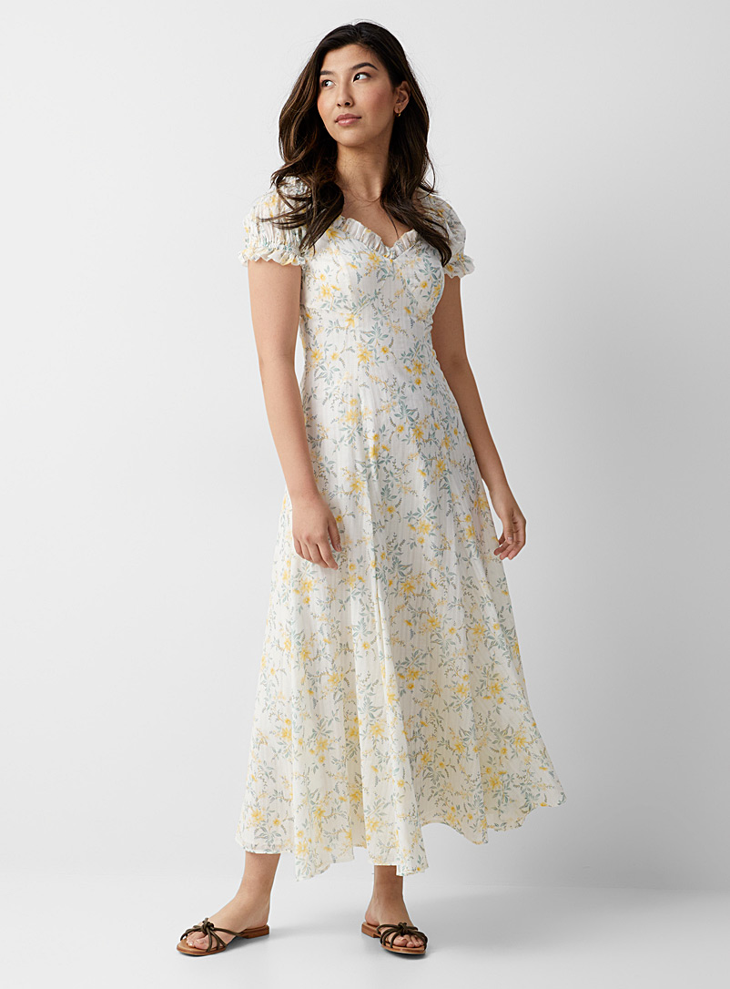 Polo Ralph Lauren: La robe maxi romance ensoleillée Jaune à motifs pour femme