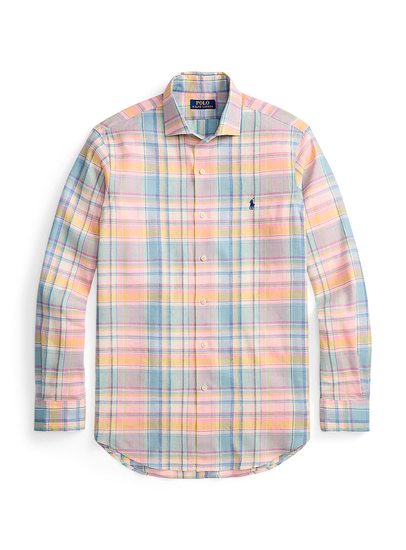 Polo Ralph Lauren Pink Pastel check linen shirt <b>Classic fit</b> for men