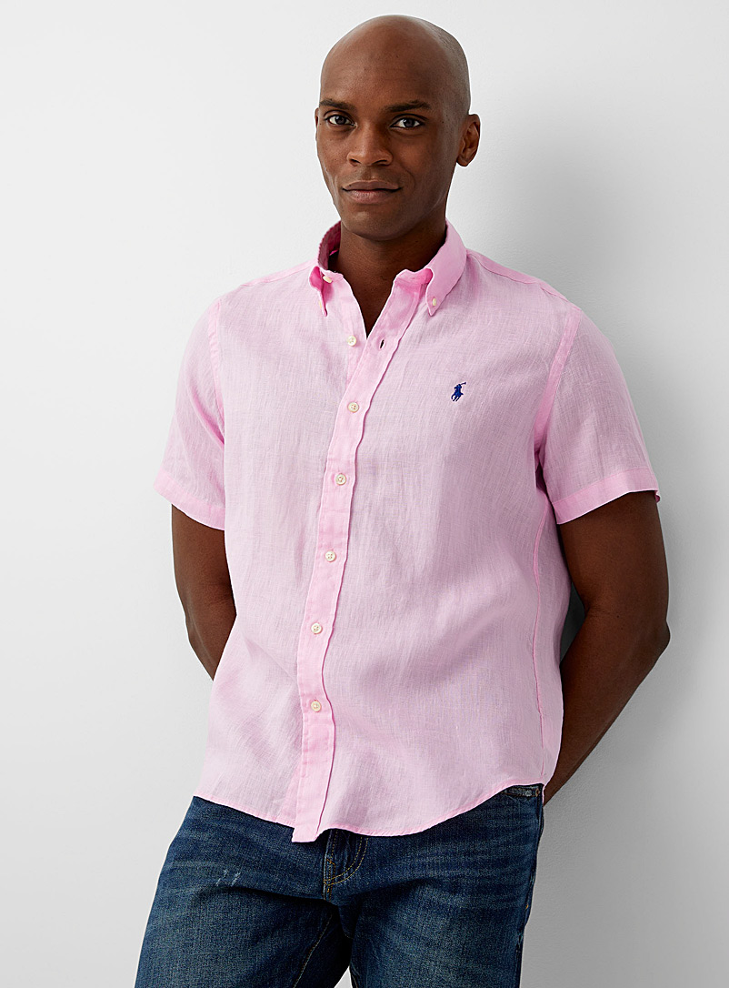 Polo Ralph Lauren: La chemise épurée pur lin Coupe confort Rose pour homme
