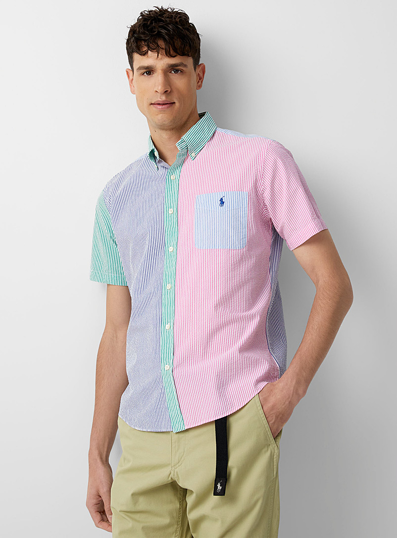 Polo Ralph Lauren Assorted Striped pastel block seersucker shirt Untucked fit for men