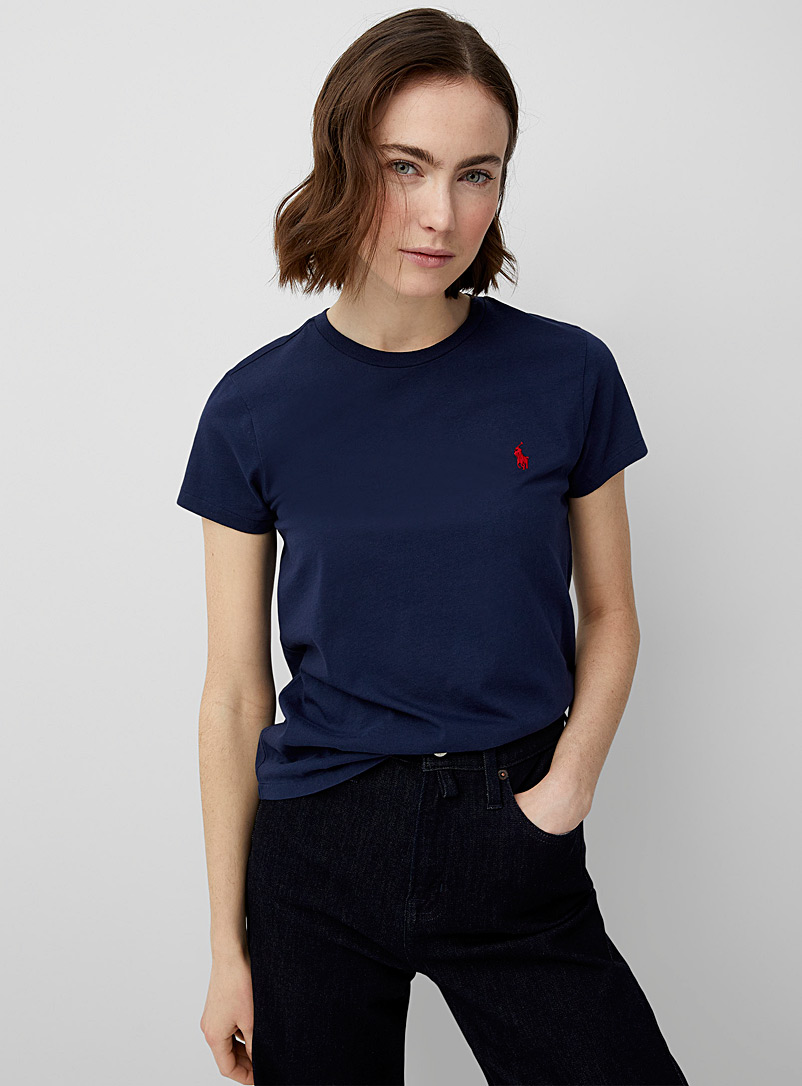Polo Ralph Lauren Marine Blue Embroidered logo T-shirt for women