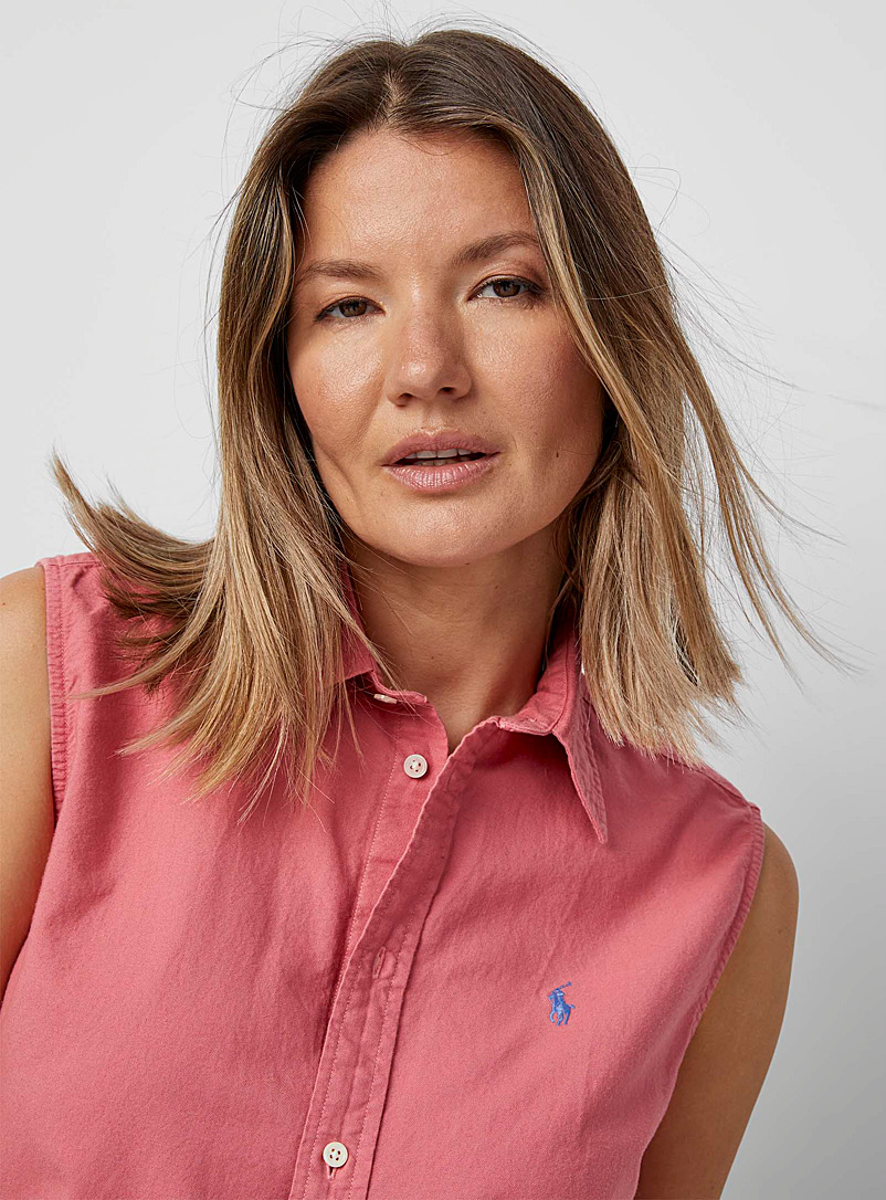 Polo Ralph Lauren: La chemise oxford logo sans manches Rose pour femme