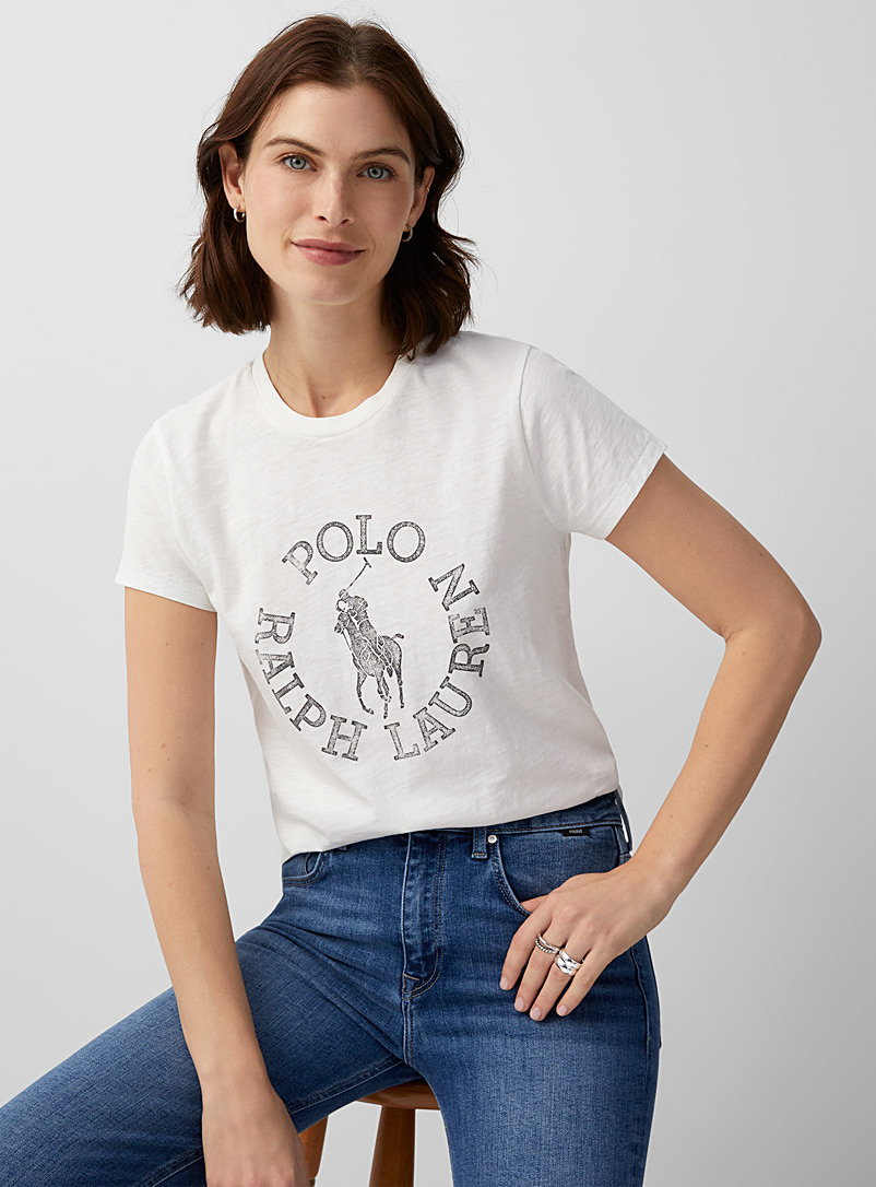Polo Ralph Lauren: Le t-shirt logo délavé Noir pour femme