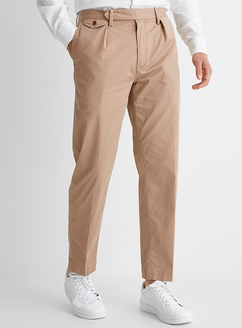 Polo Ralph Lauren Light Brown Pleated stretch chinos Slim fit for men