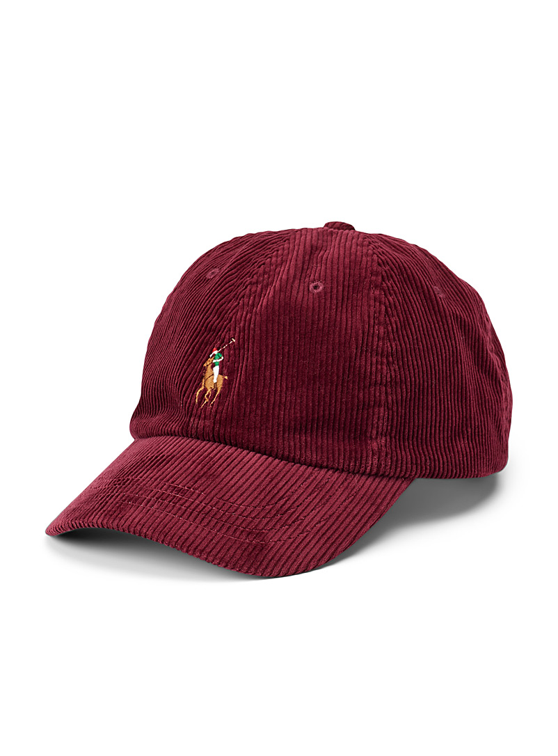 Polo Ralph Lauren: La casquette velours côtelé Rouge foncé-vin-rubis pour homme