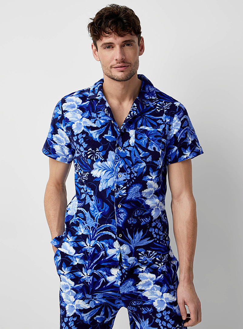 Polo Ralph Lauren: La chemise ratinée fleurs bleues Bleu à motif pour homme