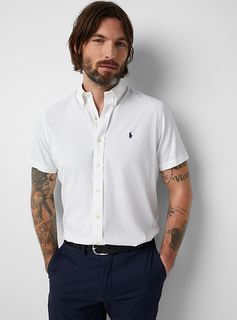 Polo Ralph Lauren White Stretch microfibre shirt for men