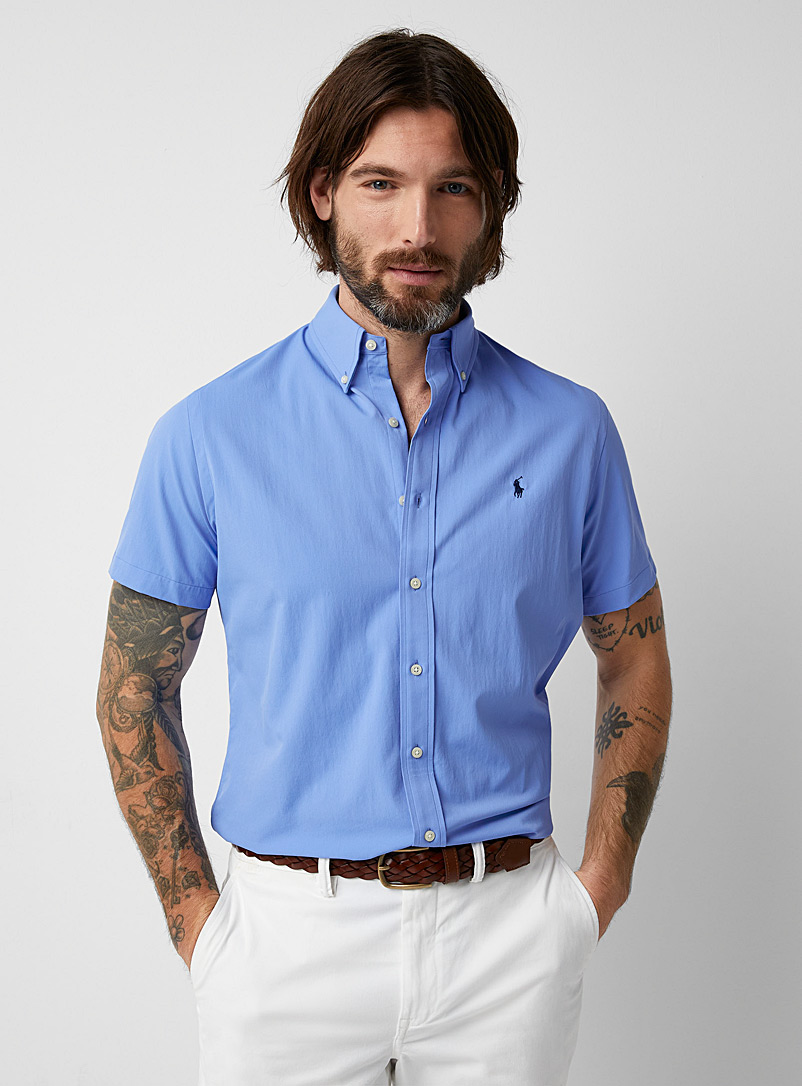 Polo Ralph Lauren Blue Stretch microfibre shirt for men