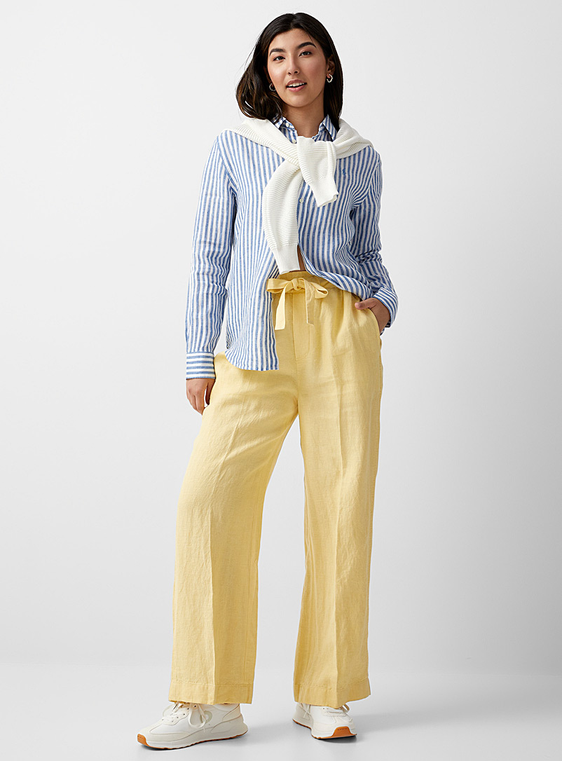 Polo Ralph Lauren: Le pantalon large lin banane Jaune vif-canari pour femme