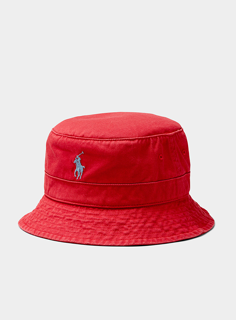 Polo Ralph Lauren Red Embroidered logo raspberry bucket hat for men