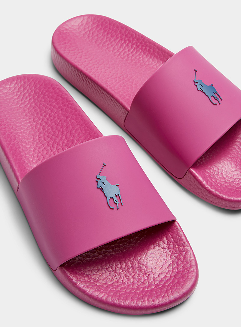 Polo Ralph Lauren: La sandale slide logo Pony Homme Rouge moyen-framboi-ceris pour homme