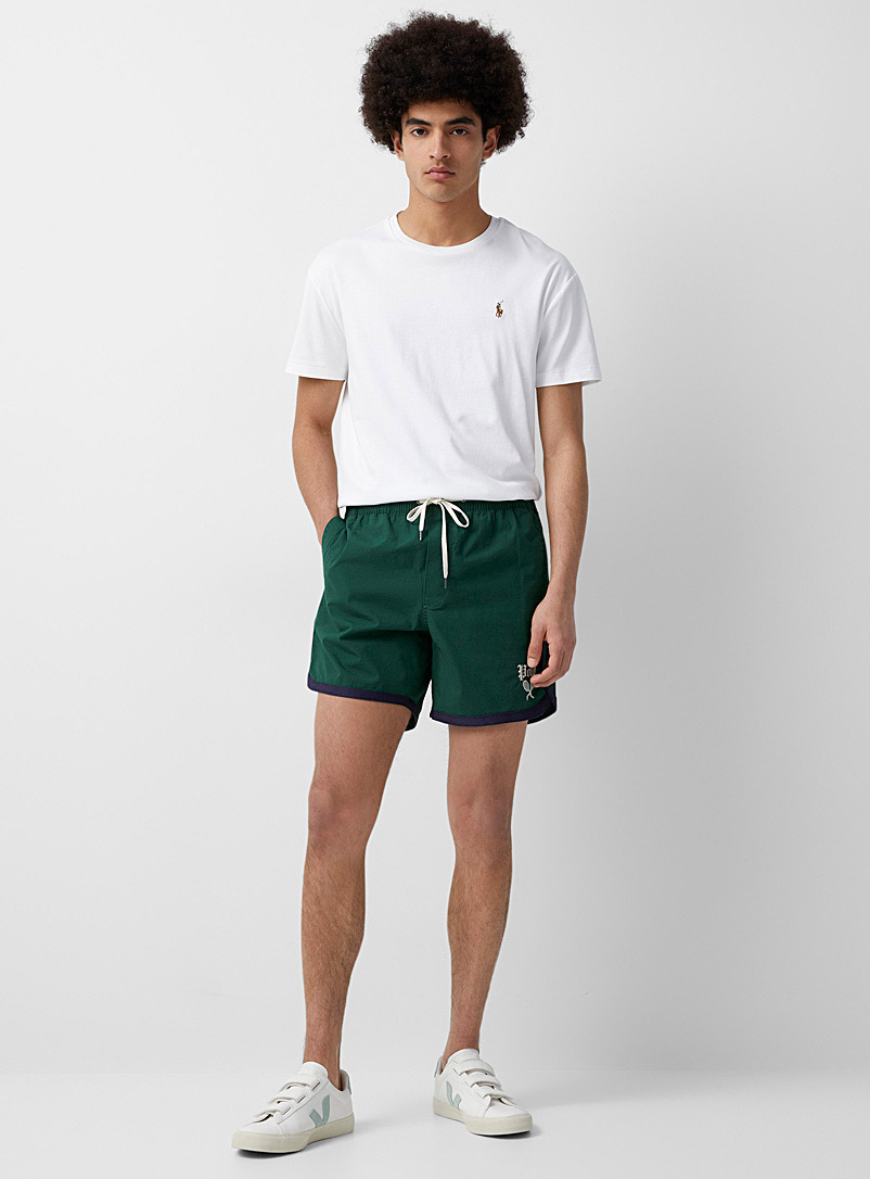 Polo Ralph Lauren: Le short de tennis rétro Vert foncé-mousse-olive pour homme