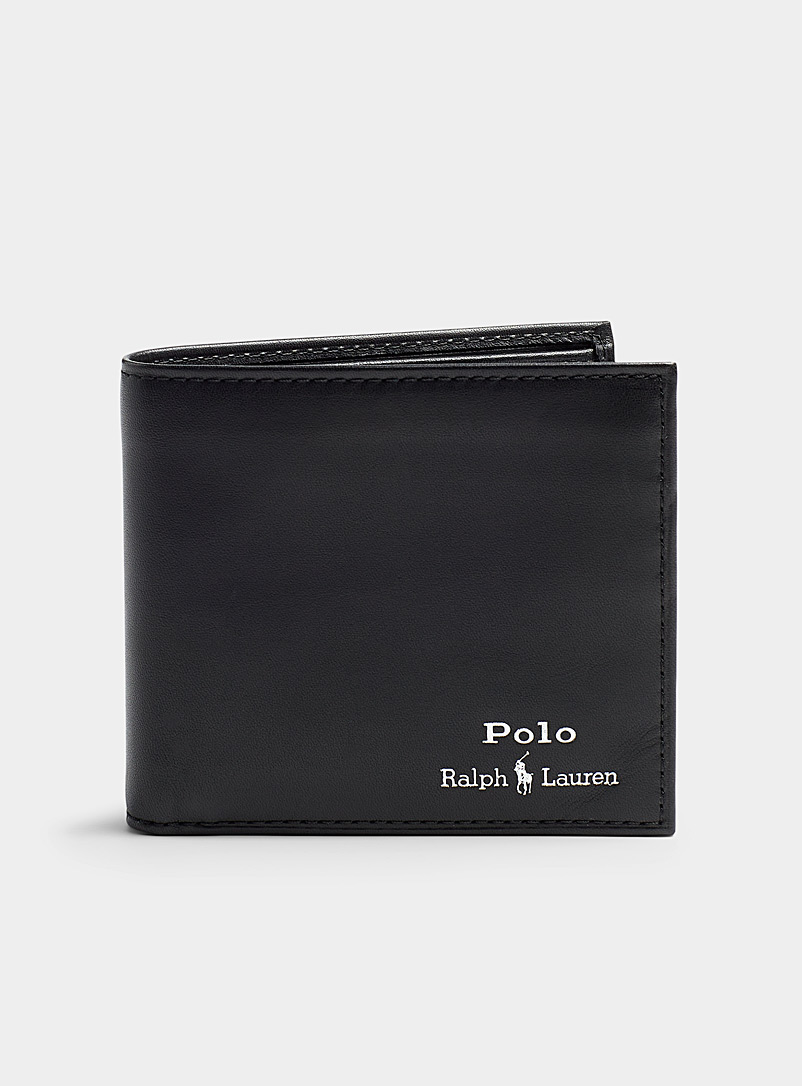 Polo Ralph Lauren Black Metallic logo leather wallet for men