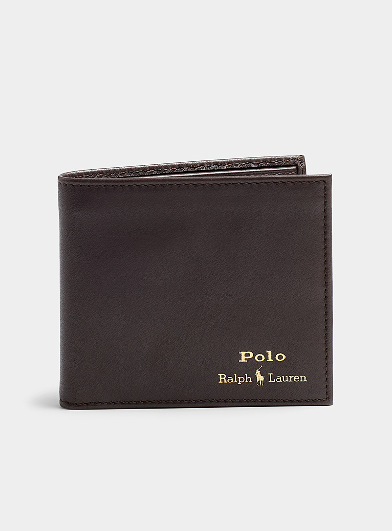 Polo Ralph Lauren Brown Gold logo leather wallet for men