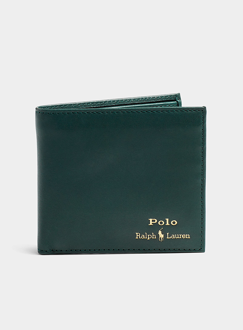 Polo Ralph Lauren Green Gold logo leather wallet for men