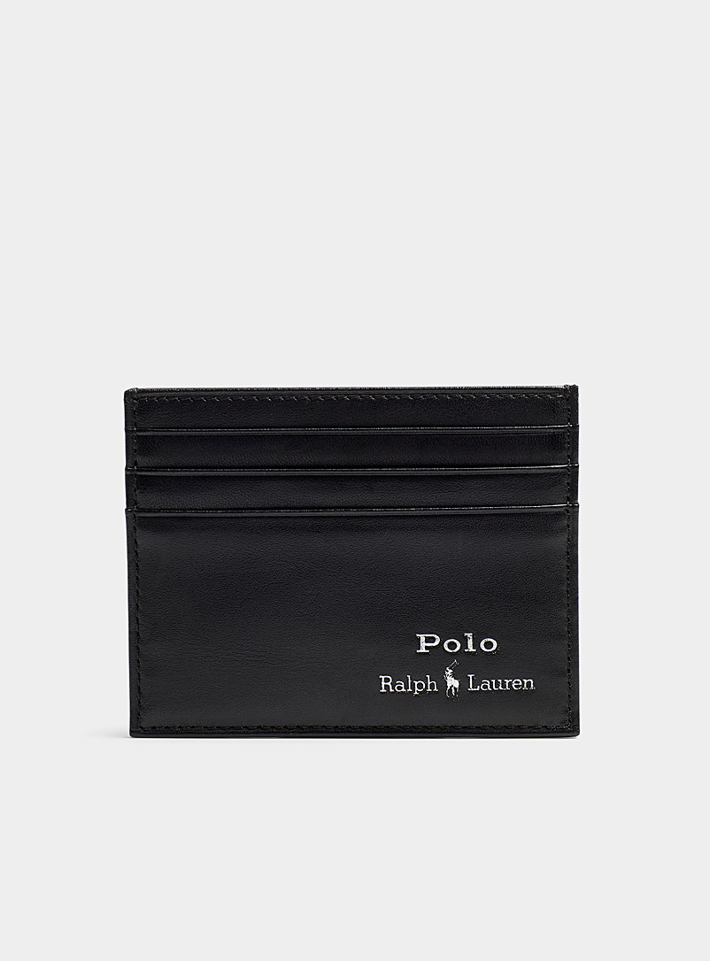 Polo Ralph Lauren Black Smooth leather card holder for men