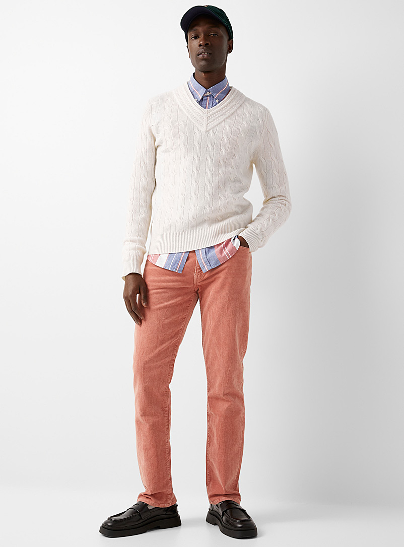 Polo Ralph Lauren: Le pantalon Varick velours côtelé Coupe droite Rose pour homme