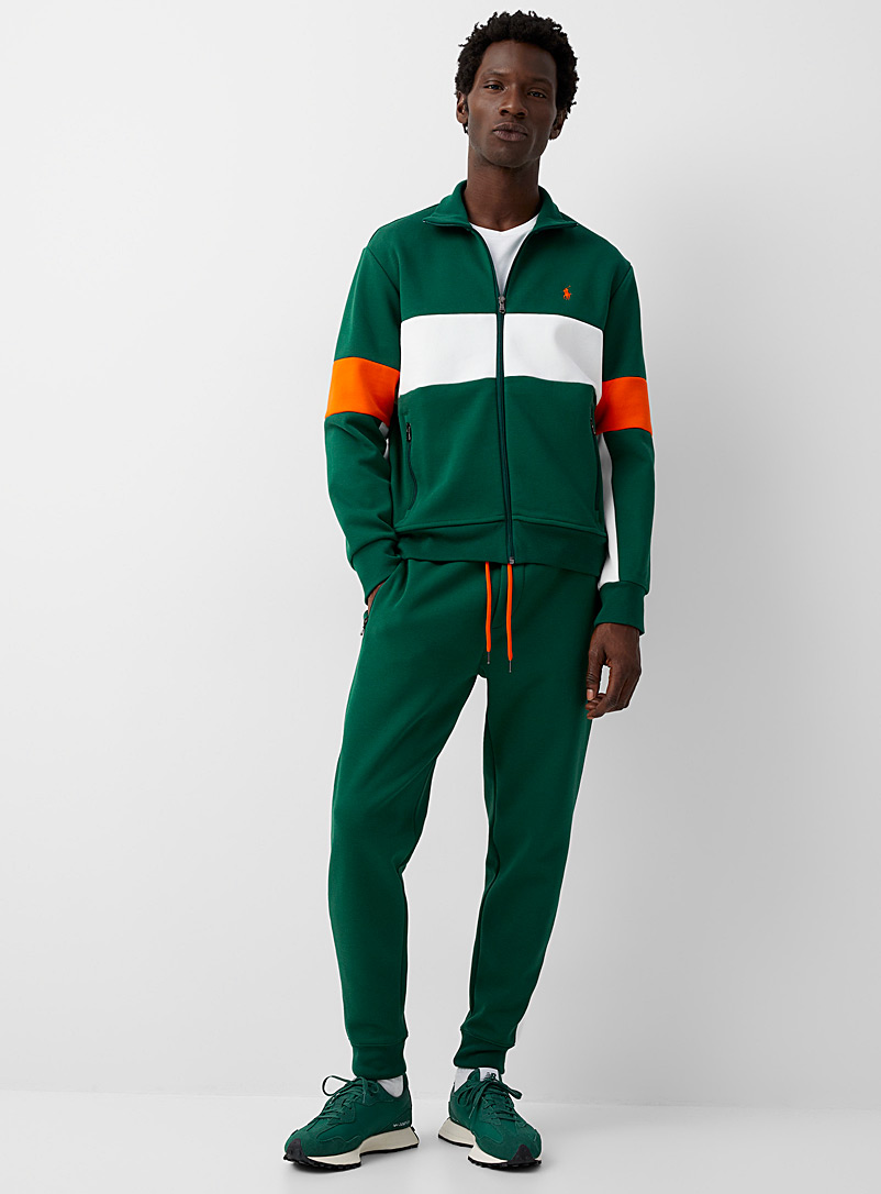 Polo Ralph Lauren: Le jogger athlétique piqué en blocs Vert foncé-mousse-olive pour homme
