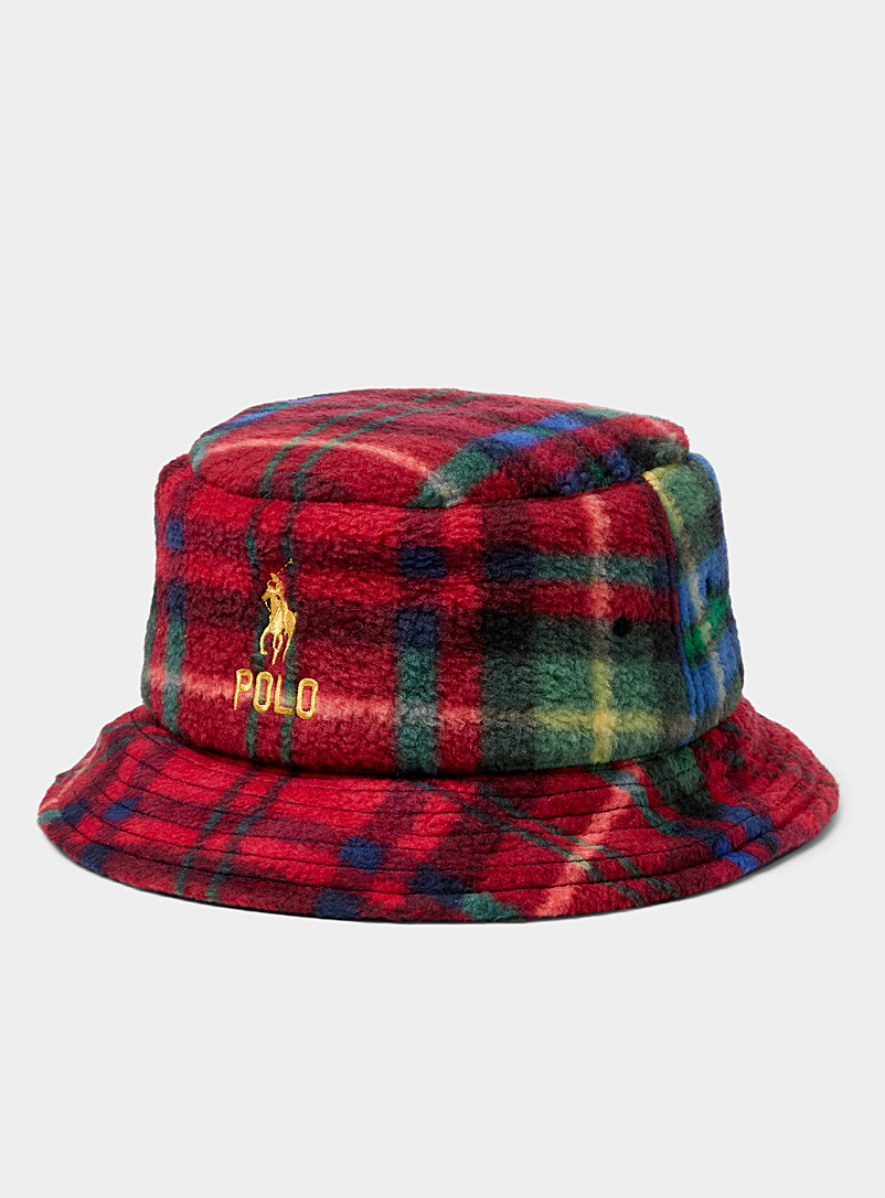 Polo Ralph Lauren Ruby Red Tartan plush bucket hat for men