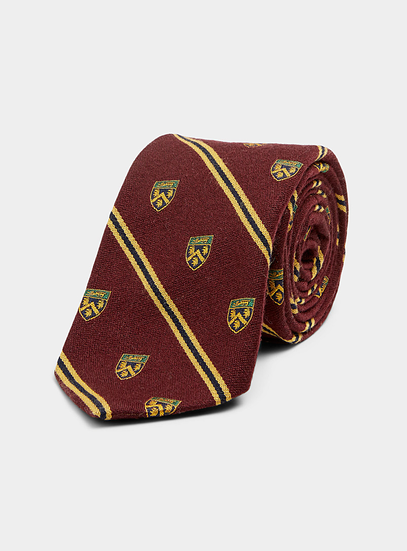 Polo Ralph Lauren: La cravate blasons dorés Rouge foncé-vin-rubis pour homme