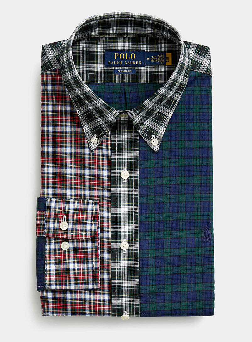 Polo Ralph Lauren: La chemise extensible carreaux mixtes Coupe classique Vert pour homme