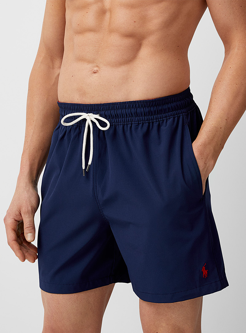 Polo Ralph Lauren Marine Blue Embroidered logo stretch swim trunk for men