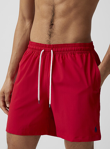 Polo Ralph Lauren: Le maillot short extensible logo brod&eacute; Bourgogne pour homme