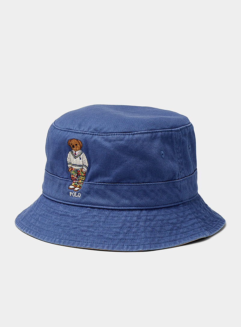 Polo Ralph Lauren Sapphire Blue Embroidered teddy bear bucket hat for men