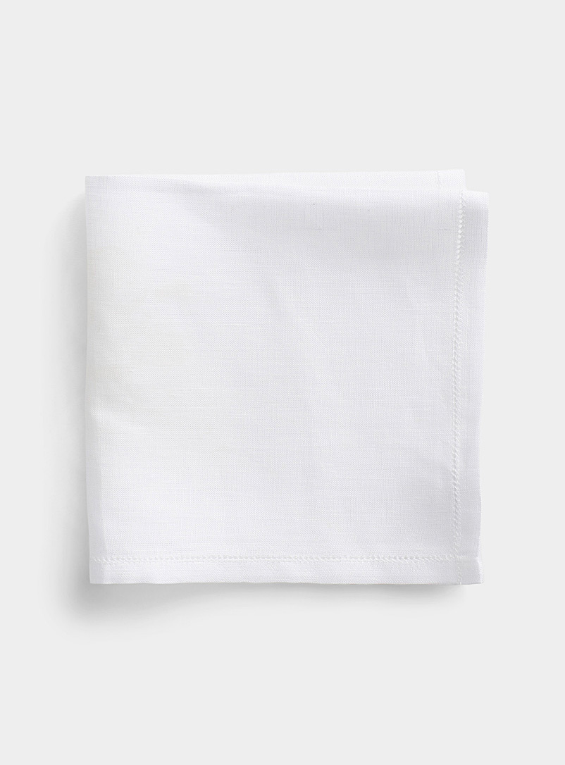 Polo Ralph Lauren: Le foulard pochette pur lin détails ajourés Blanc pour homme