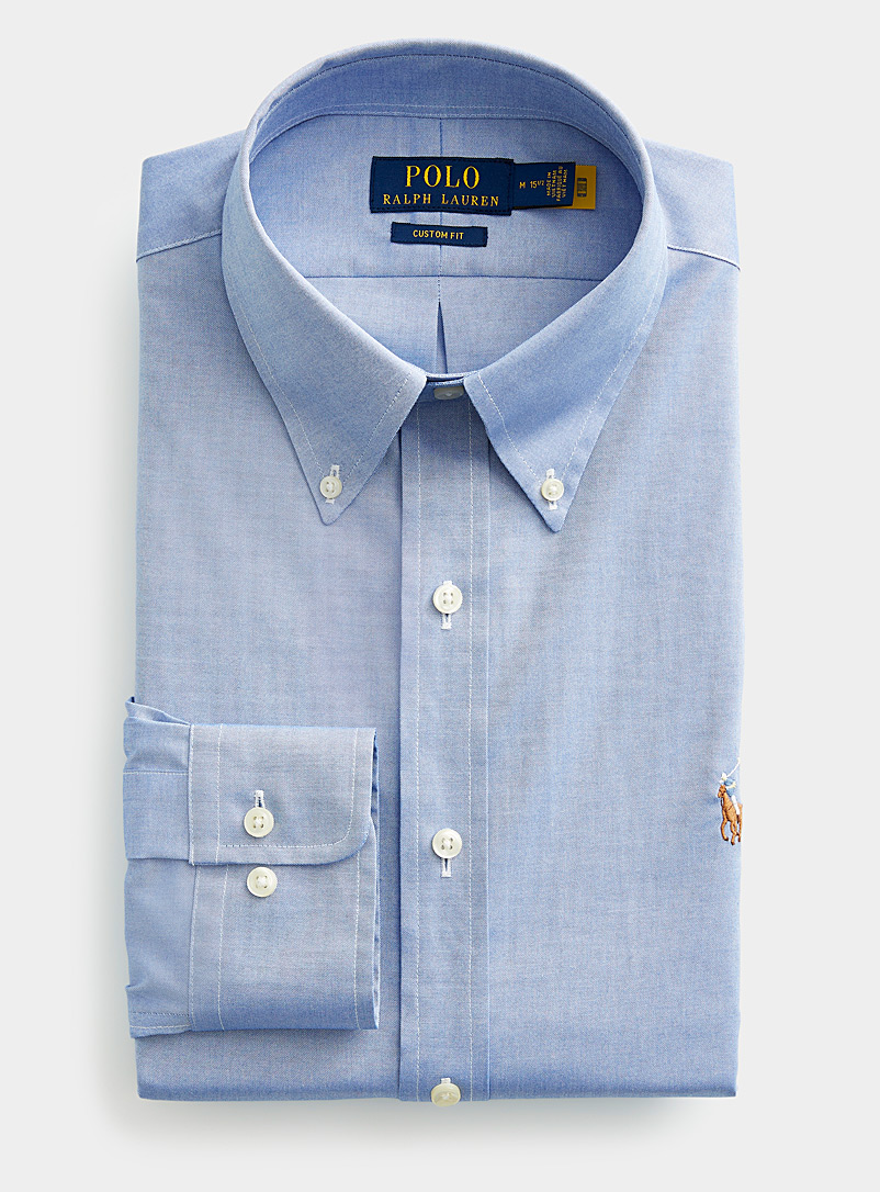 Polo Ralph Lauren: La chemise façon denim surpiqûres contraste Coupe semi-ajustée Bleu pour homme