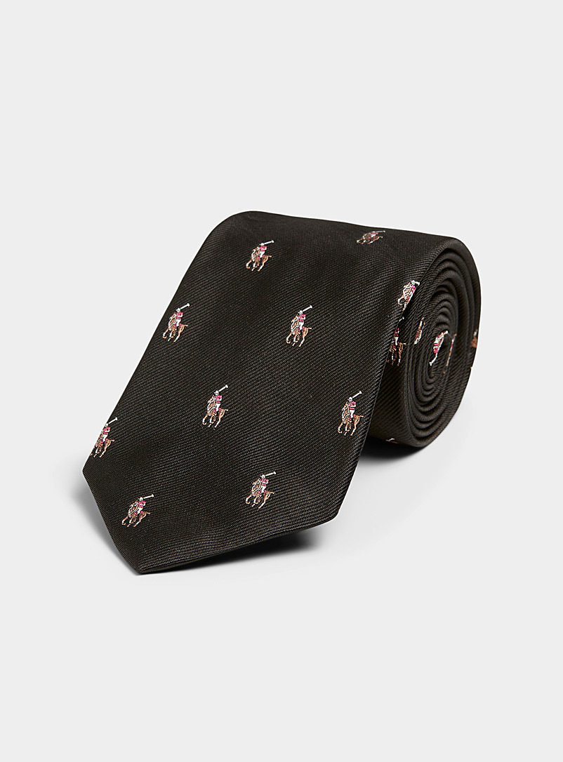 Polo Ralph Lauren: La cravate logo jacquard répété Noir pour homme