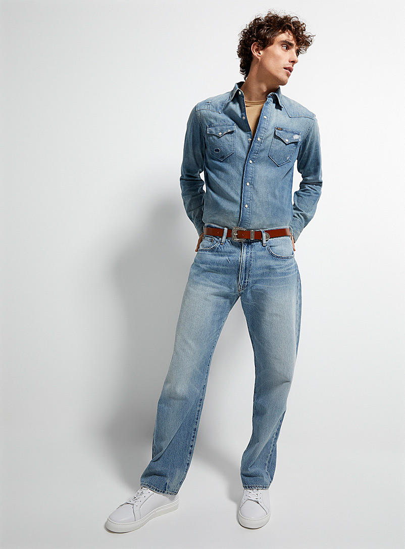 Polo Ralph Lauren: Le jean Vintage bleu délavé Coupe fuselée Bleu pâle-bleu poudre pour homme