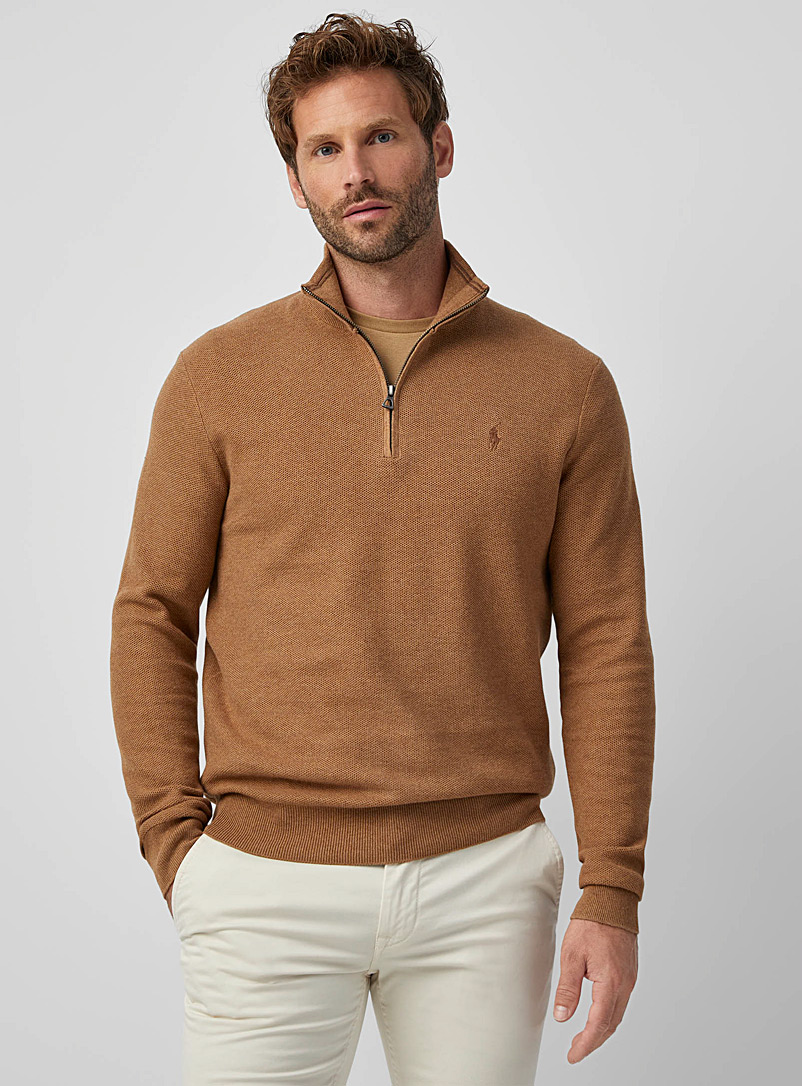 Polo Ralph Lauren Fawn Zip-neck piqué sweater for men