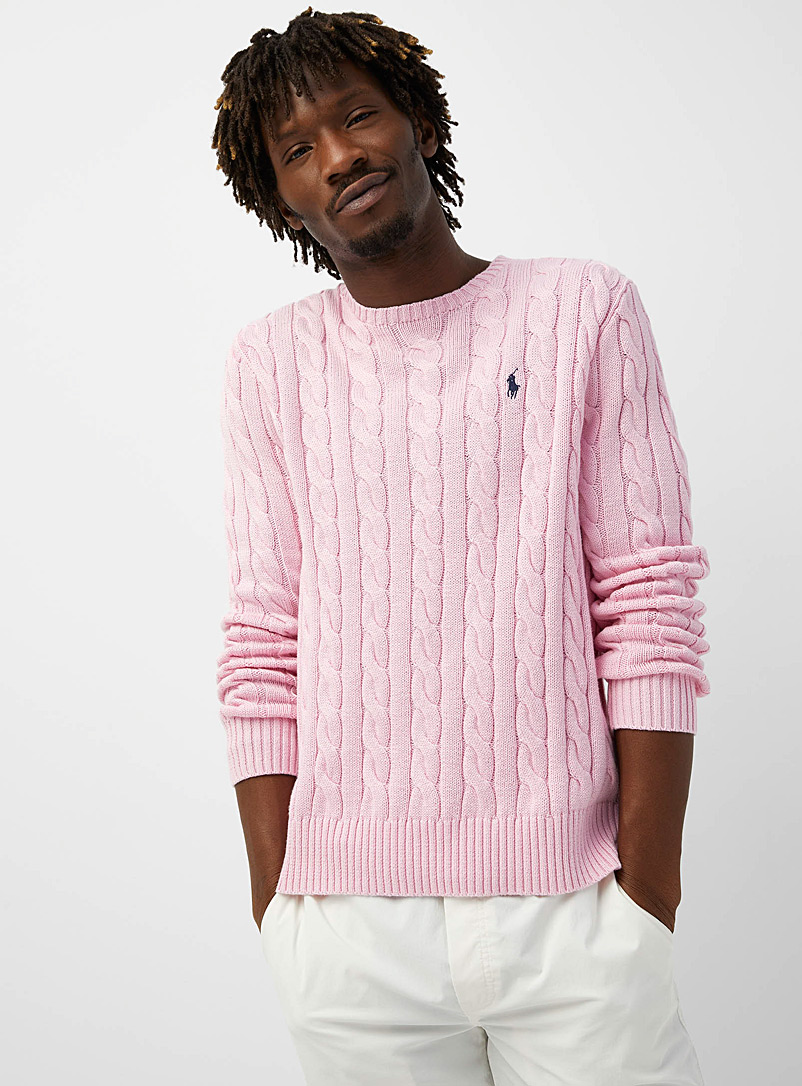 Polo Ralph Lauren Pink Embroidered rider twisted-cable sweater for men