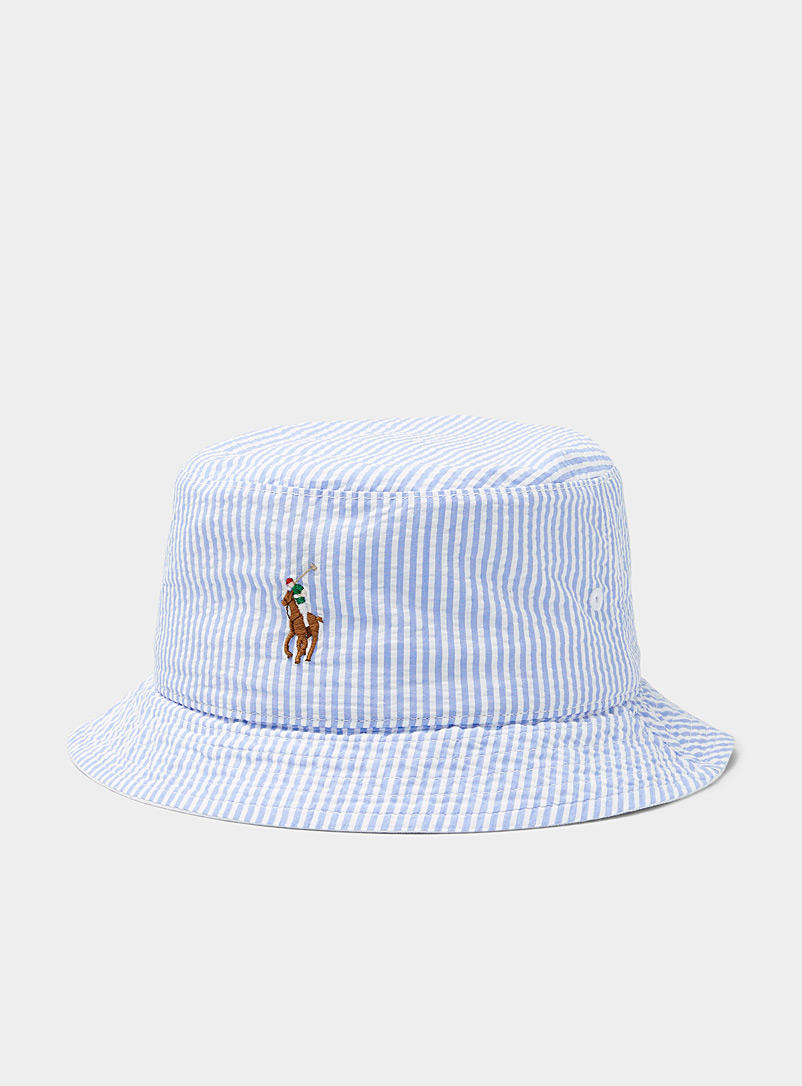 Reversible twin- and athletic-stripe bucket hat