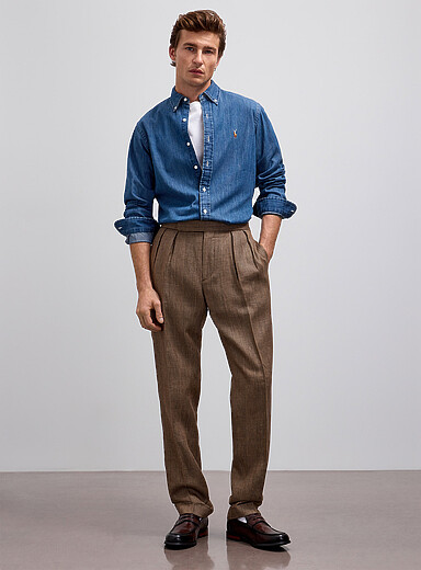 Prince of Wales linen-blend pant