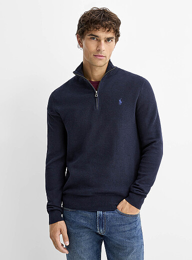 Le chandail col zipp&eacute; tricot alv&eacute;ole