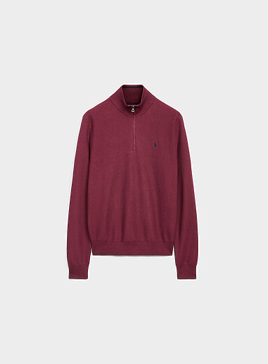 Honeycomb-stitch zip-neck sweater