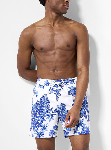 Polo Ralph Lauren: Le maillot short feuillage bleu porcelaine Blanc pour homme