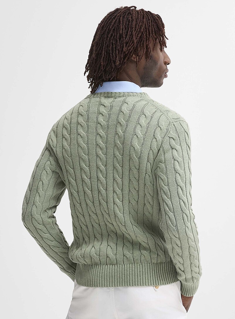 Polo Ralph Lauren: Le chandail c&acirc;bles torsad&eacute;s cavalier brod&eacute; Ivoire - Beige cr&egrave;me pour homme