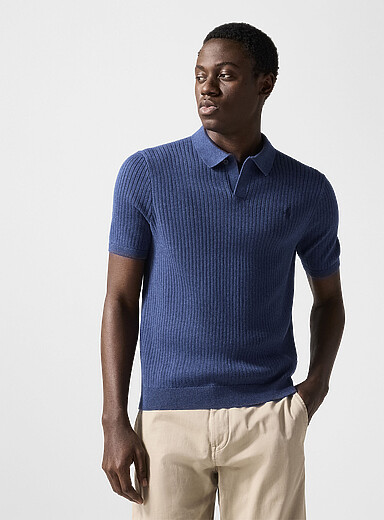 Flat-rib knit polo