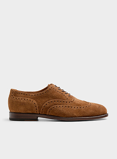 Polo Ralph Lauren: La chaussure brogue en su&egrave;de Owen Homme Cuivre - Rouille pour homme