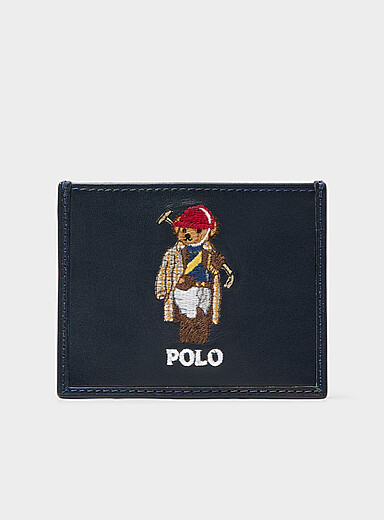 Polo-playing teddy bear card holder