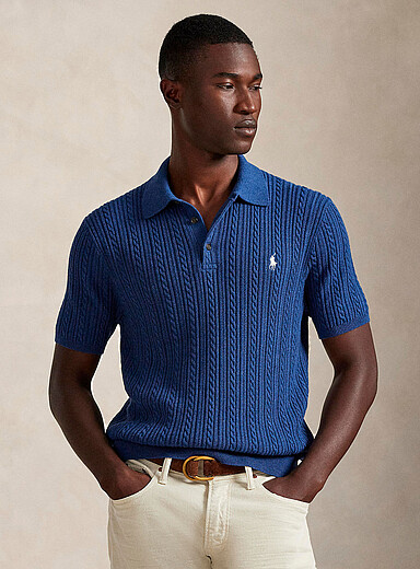 Le polo tricot c&ocirc;tes et c&acirc;bles torsad&eacute;s