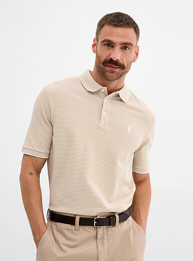 Optical twin-stripe piqu&eacute; polo