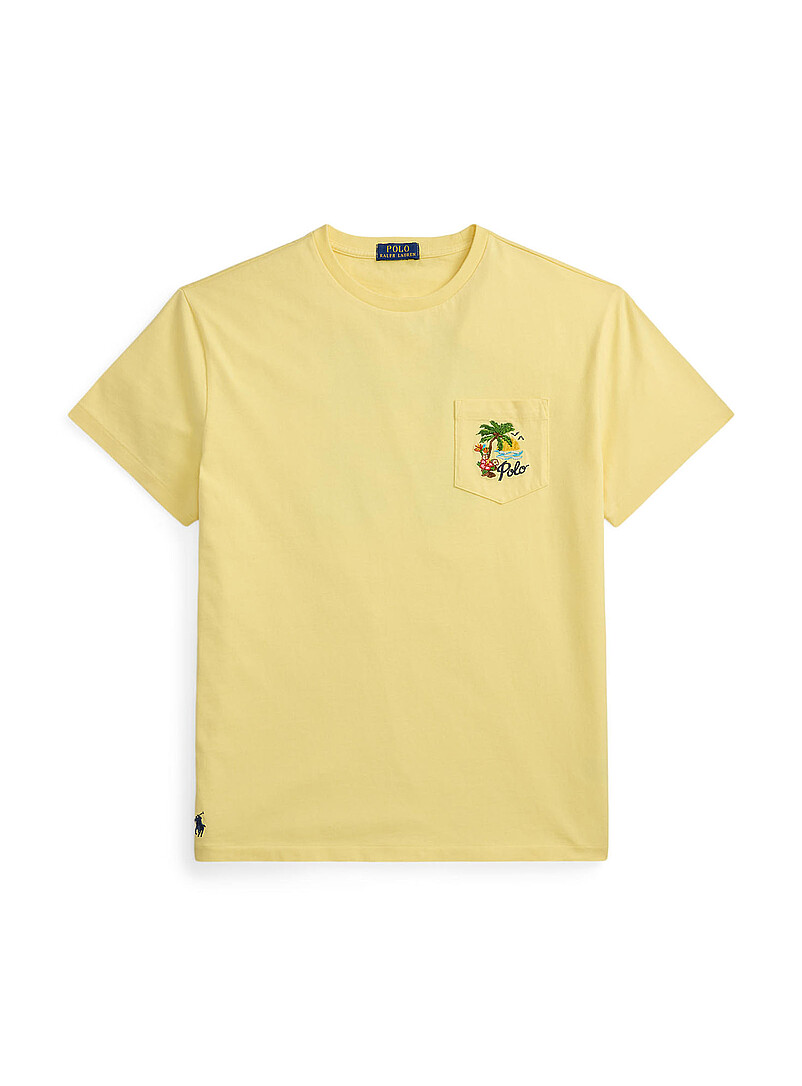 Polo Ralph Lauren: Le t-shirt broderies des Cara&iuml;bes Jaune dor&eacute; pour homme