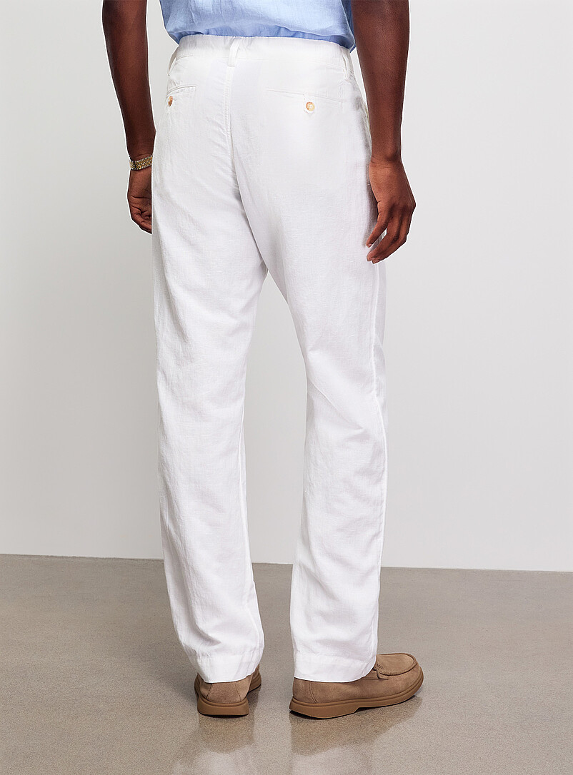 Polo Ralph Lauren: Le pantalon coton et lin Bedford <b>Coupe classique</b> Blanc pour homme