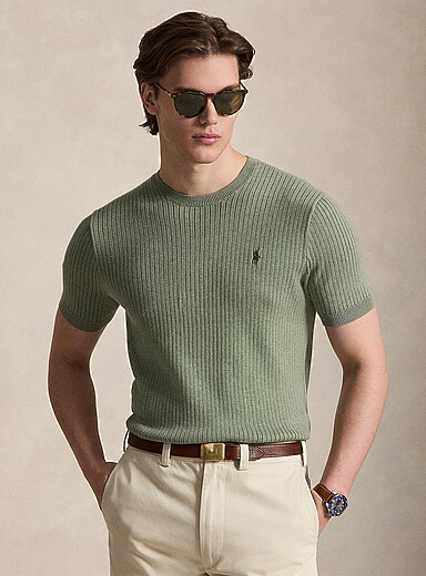 Polo Ralph Lauren Green Minimalist flat ribbing sweater for men