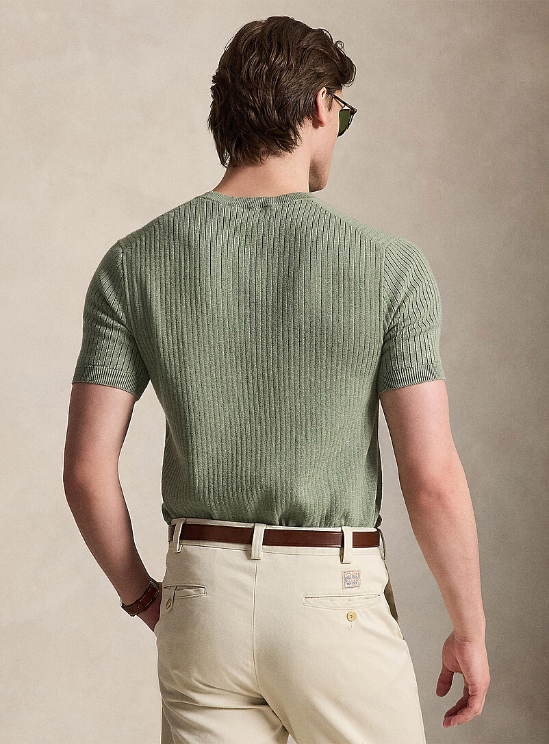 Polo Ralph Lauren White Minimalist flat ribbing sweater for men